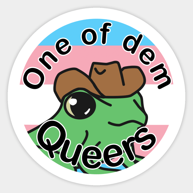 Pride Frog with a cowboy hat- trans Sticker by artsy-Eden